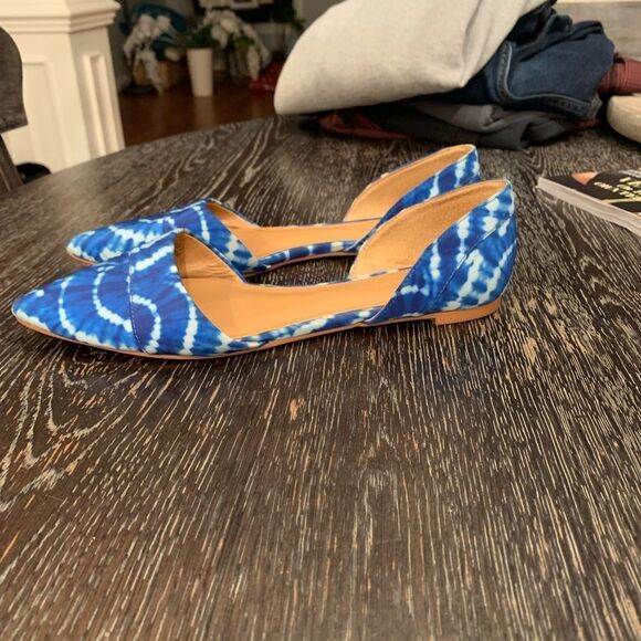 J. Crew Blue Tie Dye D’Orsay Flats sz 7-1/2 - Picture 1 of 7